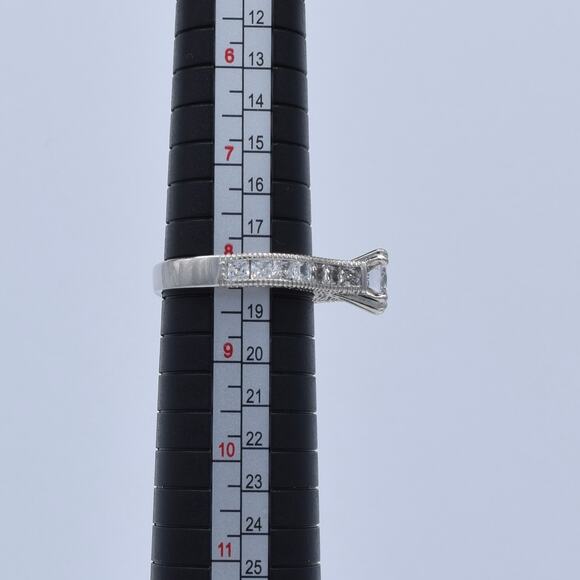 NWOT Cubic Zirconia Round-Cut Channel-Set Sterling Silver Ring Size 8.25 US - Picture 5 of 6